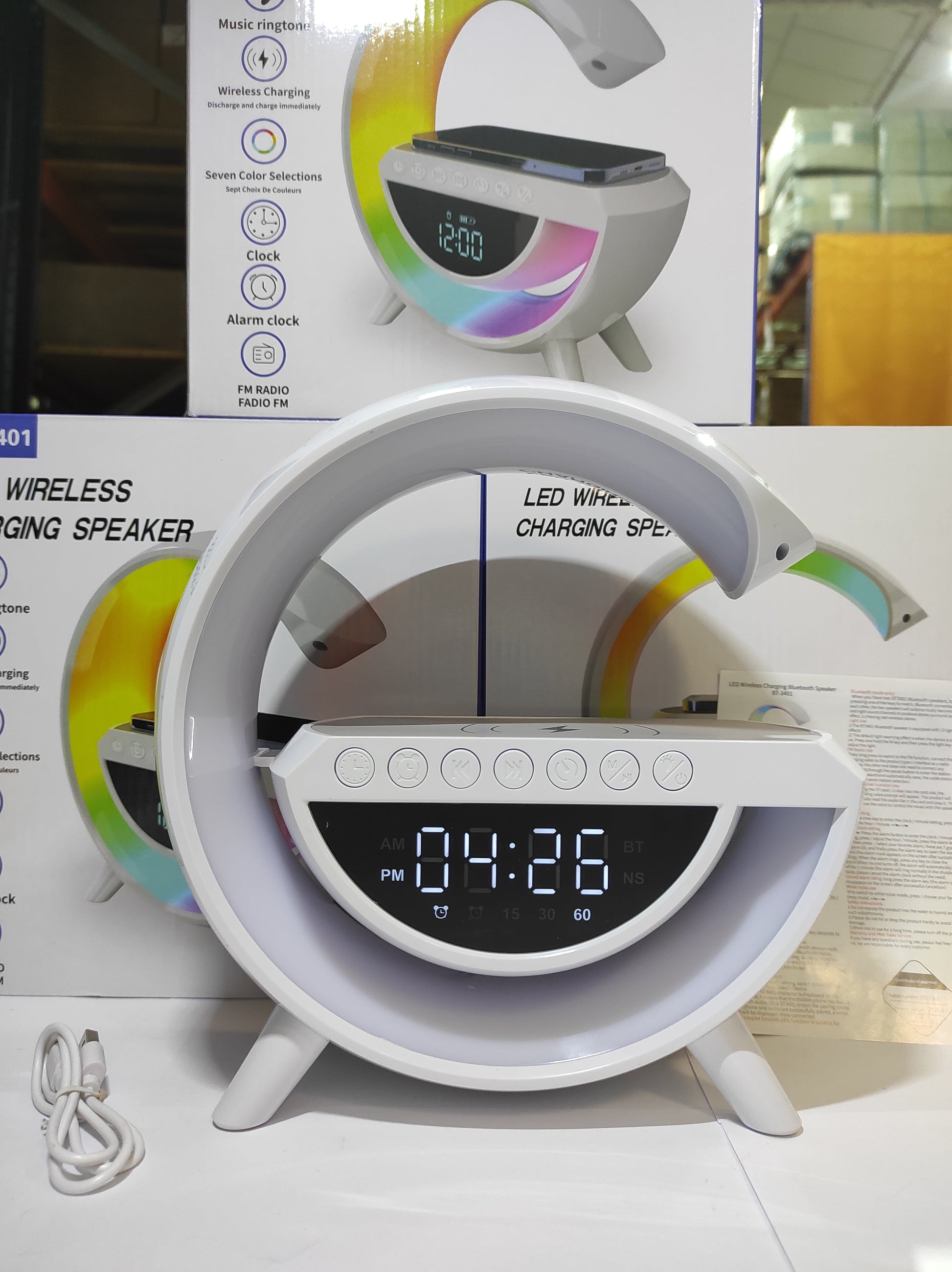 Altavoz Bluetooth G - Cargador inalámbrico + Lámpara LED + Reloj despertador - additional image 3