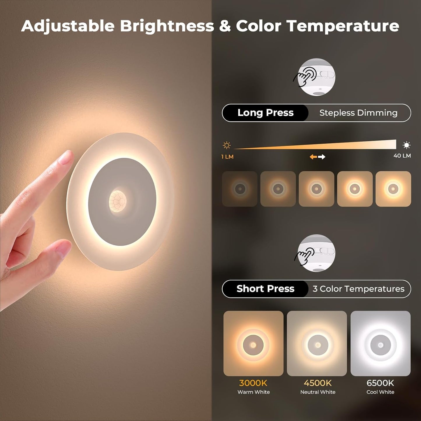 Luz nocturna LED con detector de movimiento